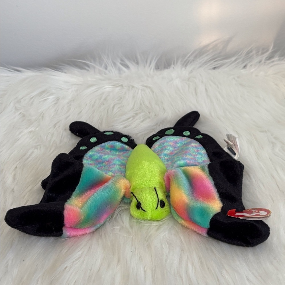 Ty(5)Plush Butterfly with Black and Multicolor Wings